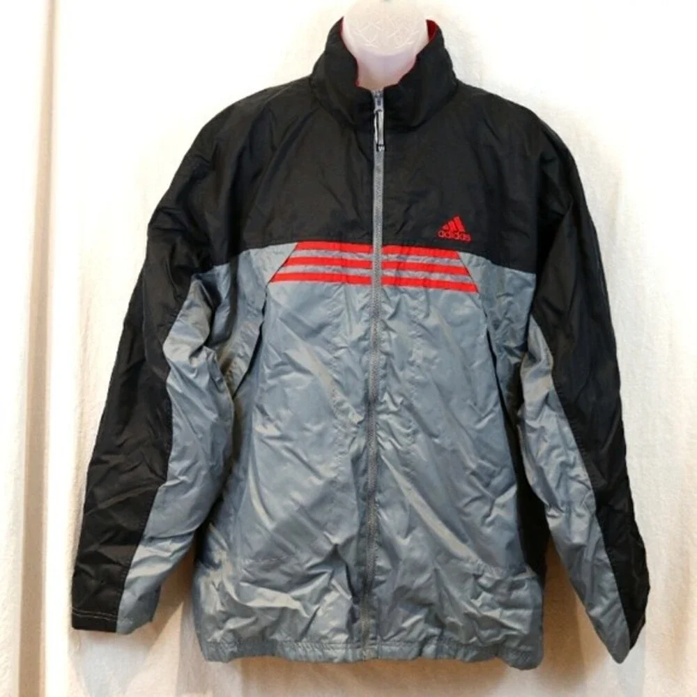 Adidas Gray & Black Pullover Windbreaker XL